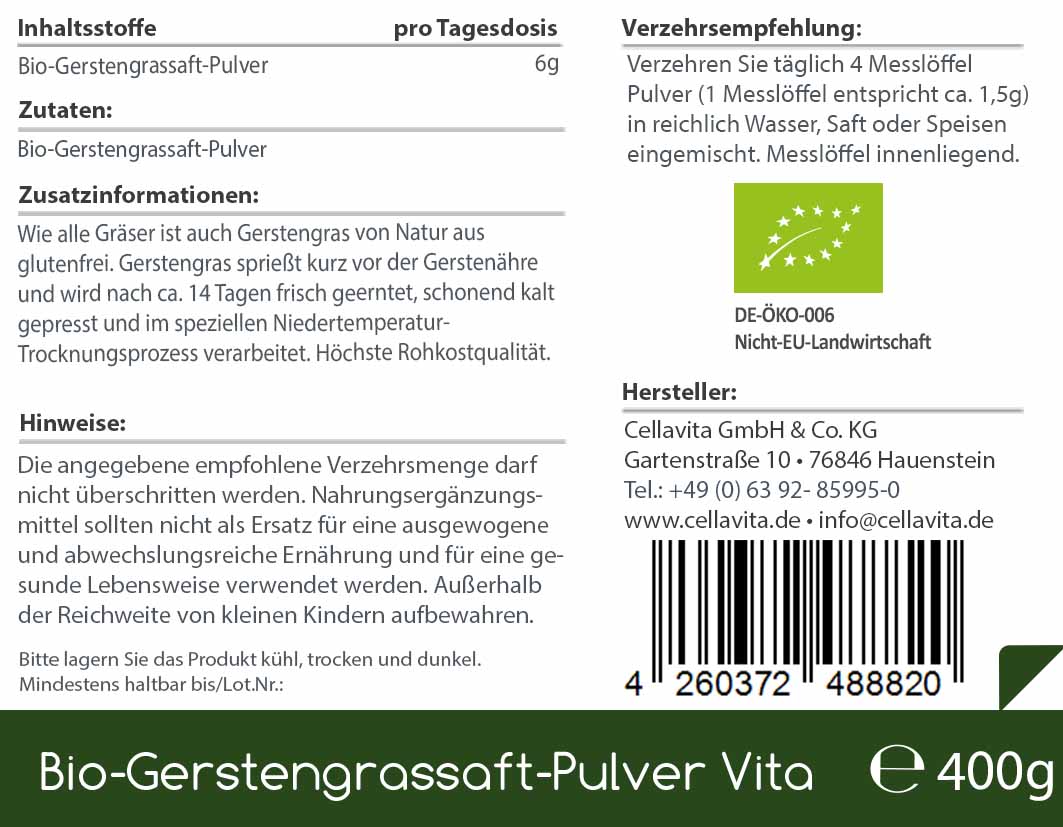 Bio Gerstengrassaft-Pulver Vita 