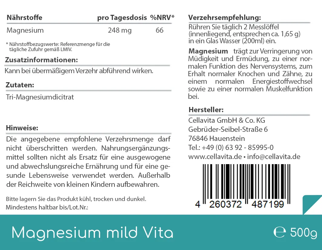 Magnesiumcitrat Vita 'mild' Pulver