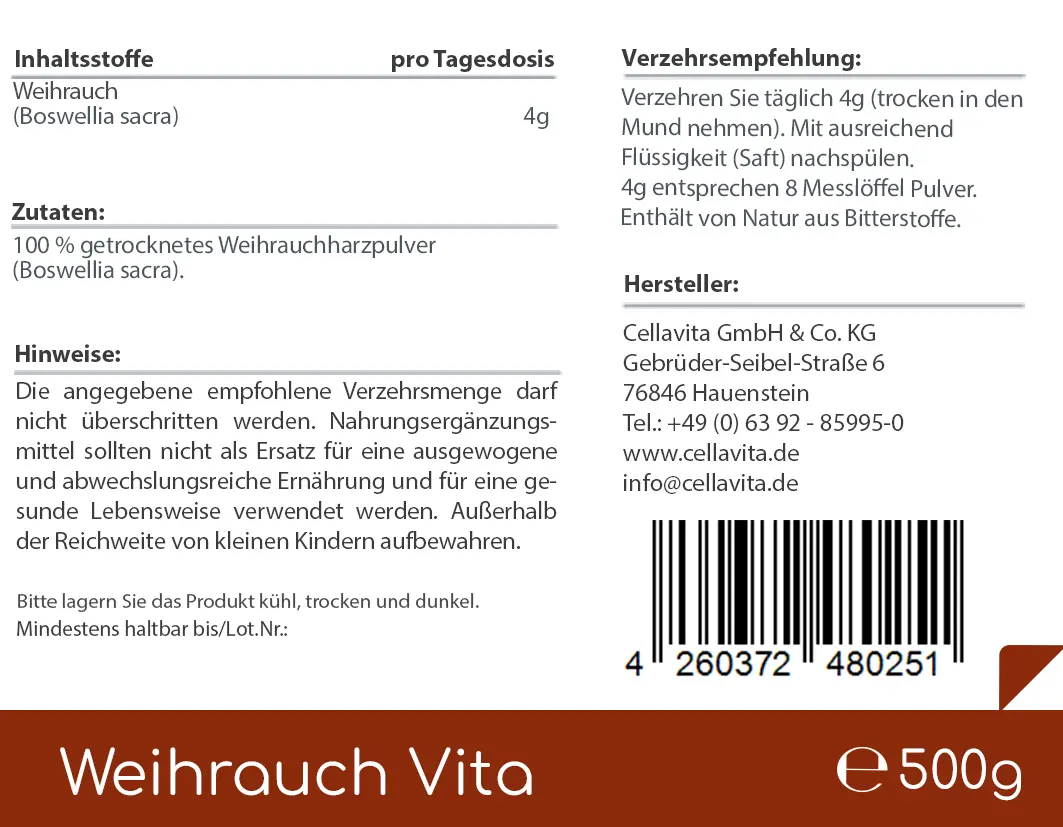 Weihrauch Vita (Boswellia Sacra) Pulver