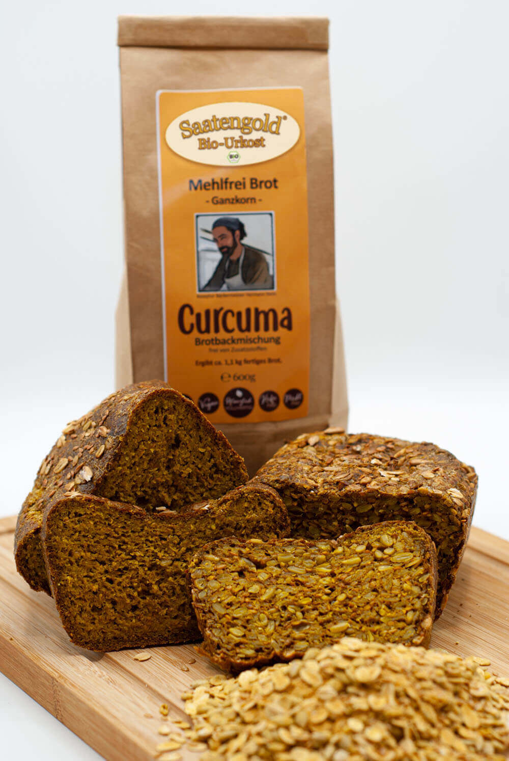 Mehlfreibrot Curcuma -grob körnig- Bio Brotbackmischung 