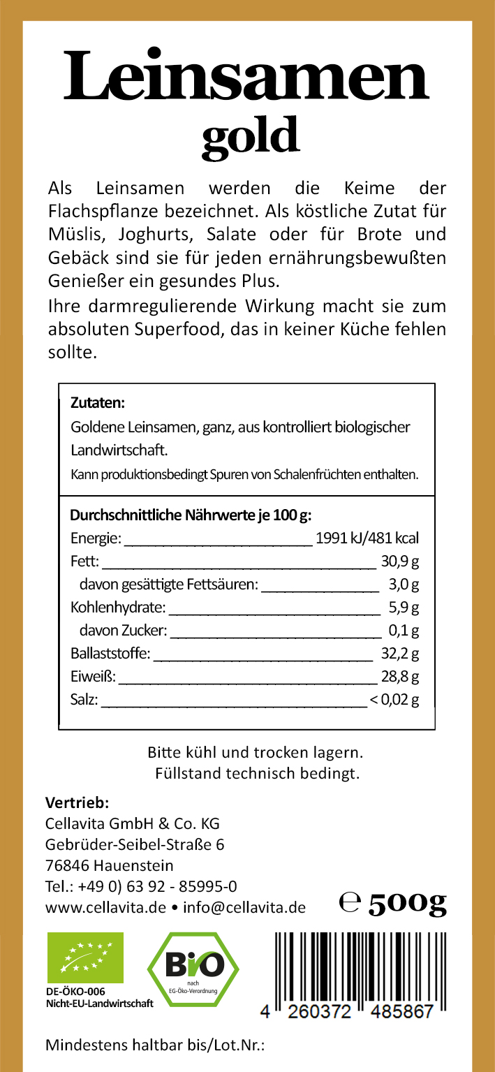 Bio-Leinsamen gold 500g