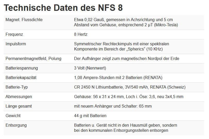 NFS 8 - Natur-Feld-Simulator-8Hertz nach Dieter Broers, schwarz 