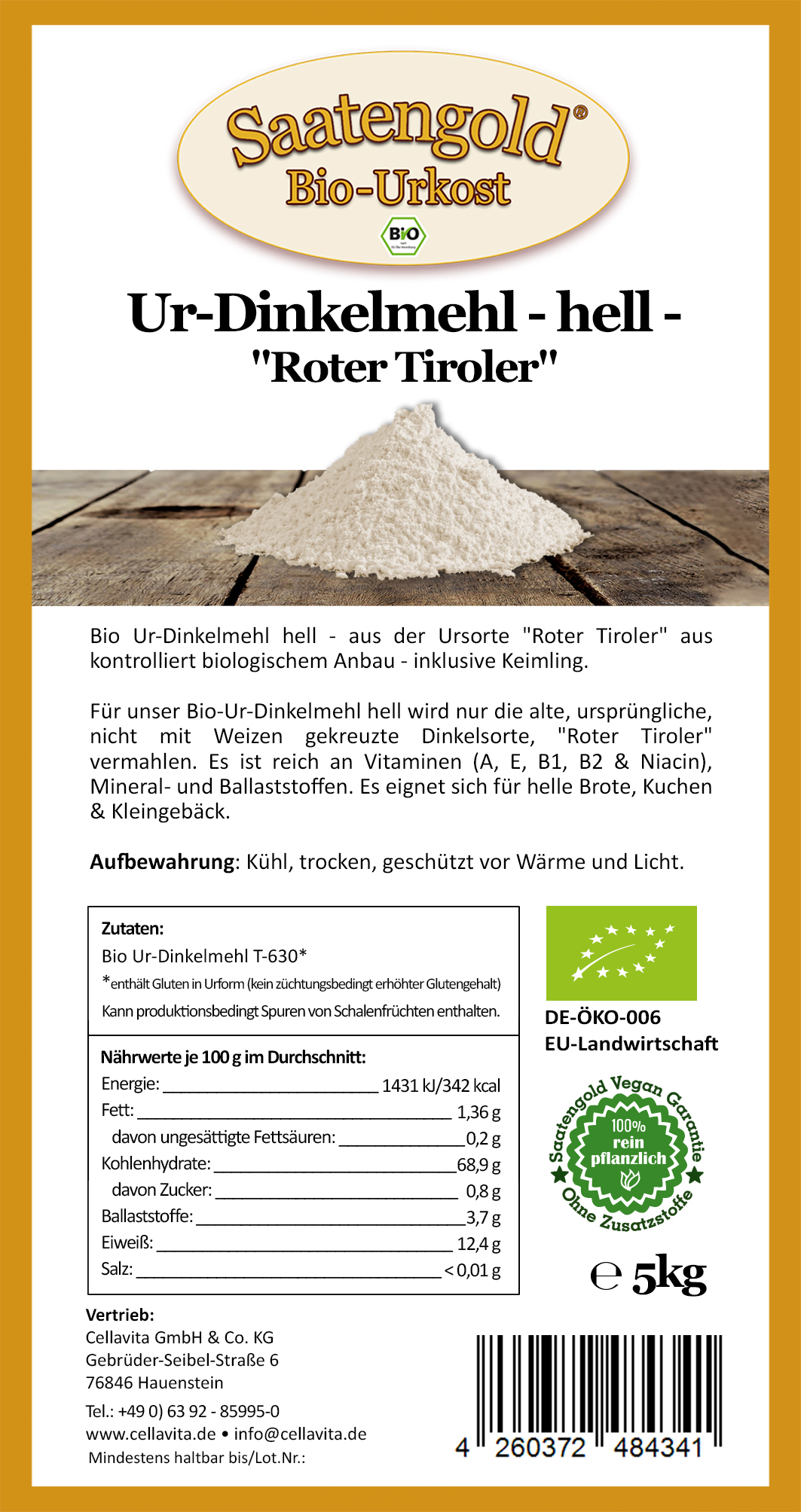 Ur-Dinkel-Mehl hell T-630 (Bio) 