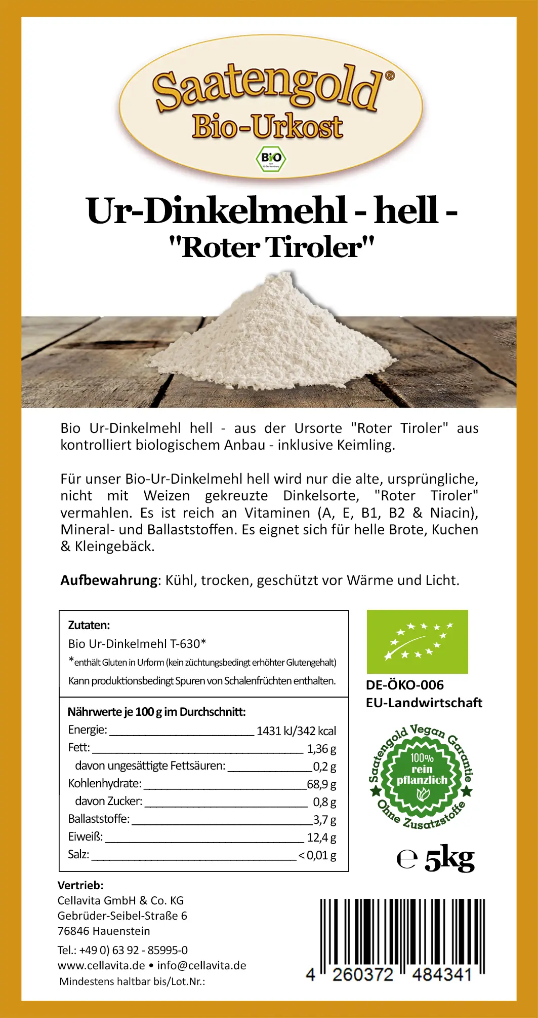 Ur-Dinkel-Mehl hell T-630 (Bio) 