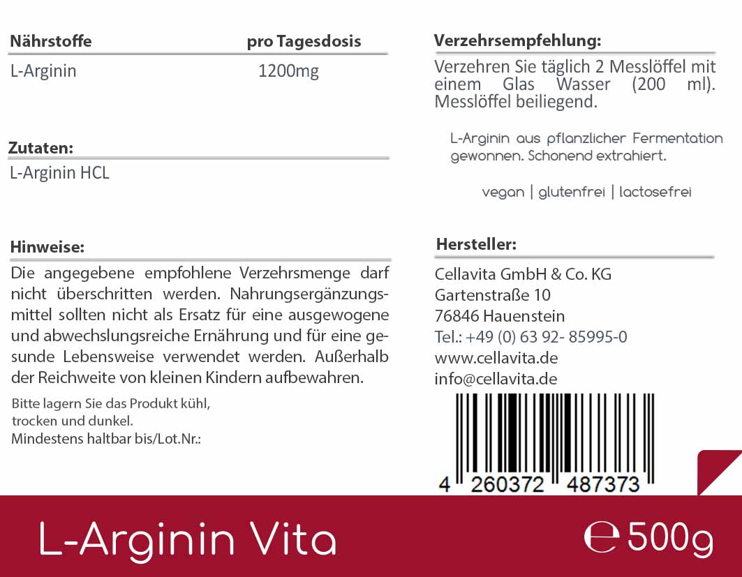 L-Arginin Vita Pulver