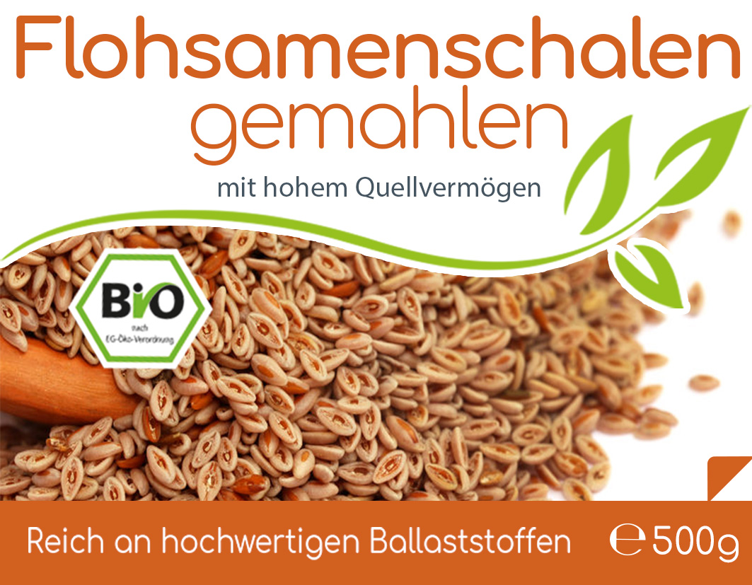Bio Flohsamenschalenpulver (gemahlen) Bio Flohsamenschalenpulver (gemahlen)