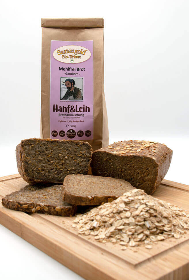 Mehlfreibrot Hanf & Lein / Curcuma / Ur-Dinkel Vollkorn Bio Brotbackmischung 3er Set