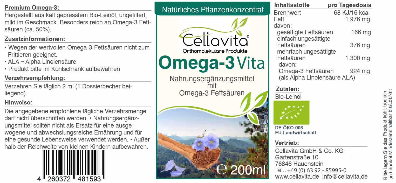 Omega-3 Vita (Bio) Pflanzenkonzentrat 200ml