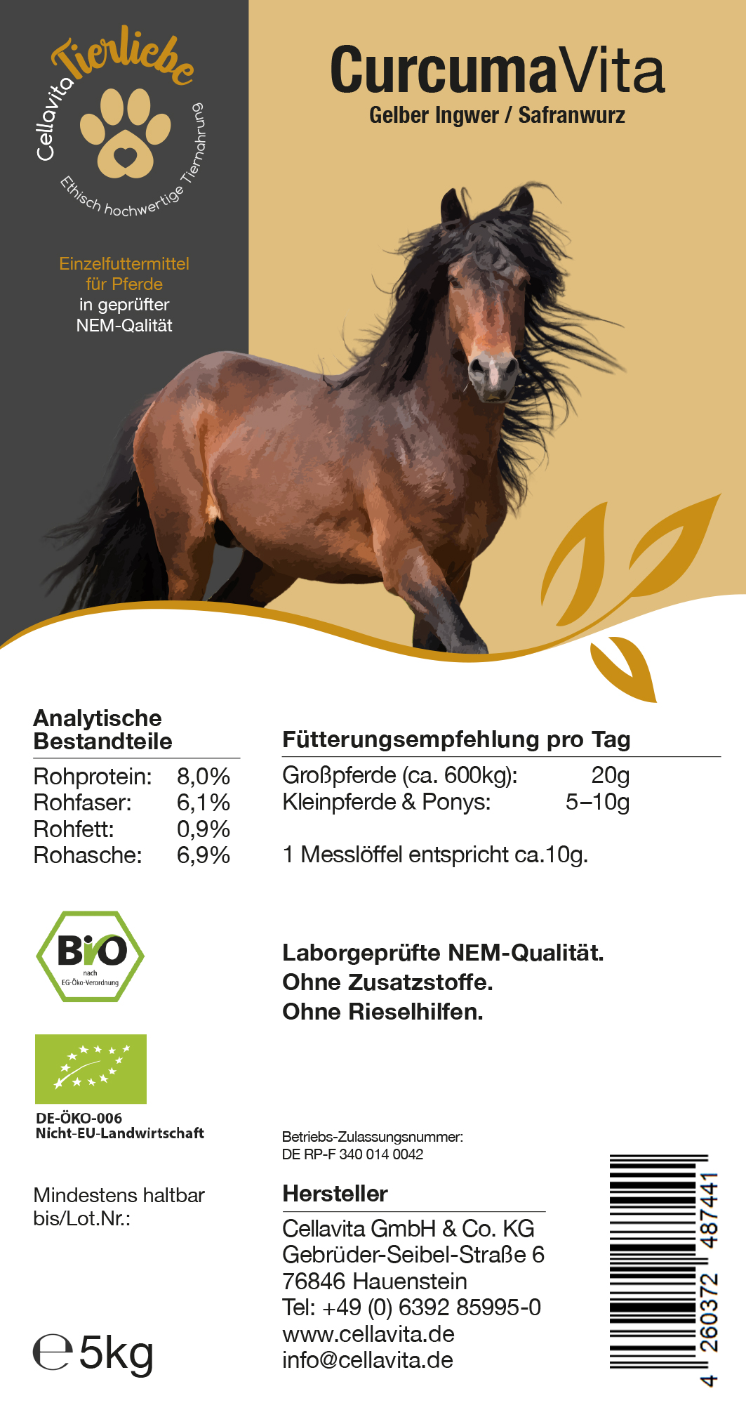 Bio-Curcuma Vita für Pferde 5kg Vorratsbeutel