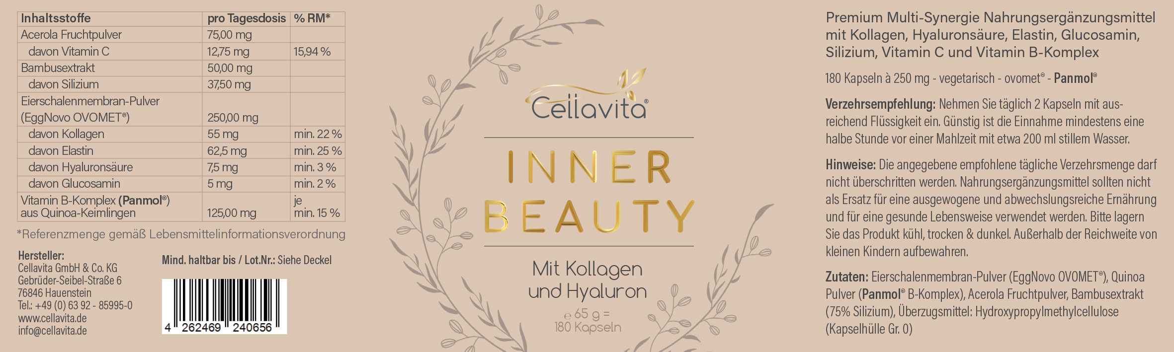 Inner Beauty mit Kollagen und Hyaluron 180 Kapseln