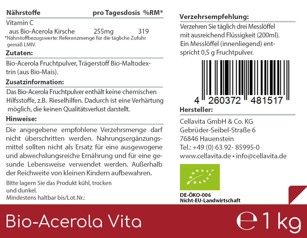 Bio Acerola Vita (Der Vitamin-C-Drink) Pulver
