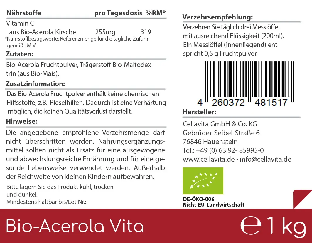 Bio Acerola Vita (Der Vitamin-C-Drink) Pulver