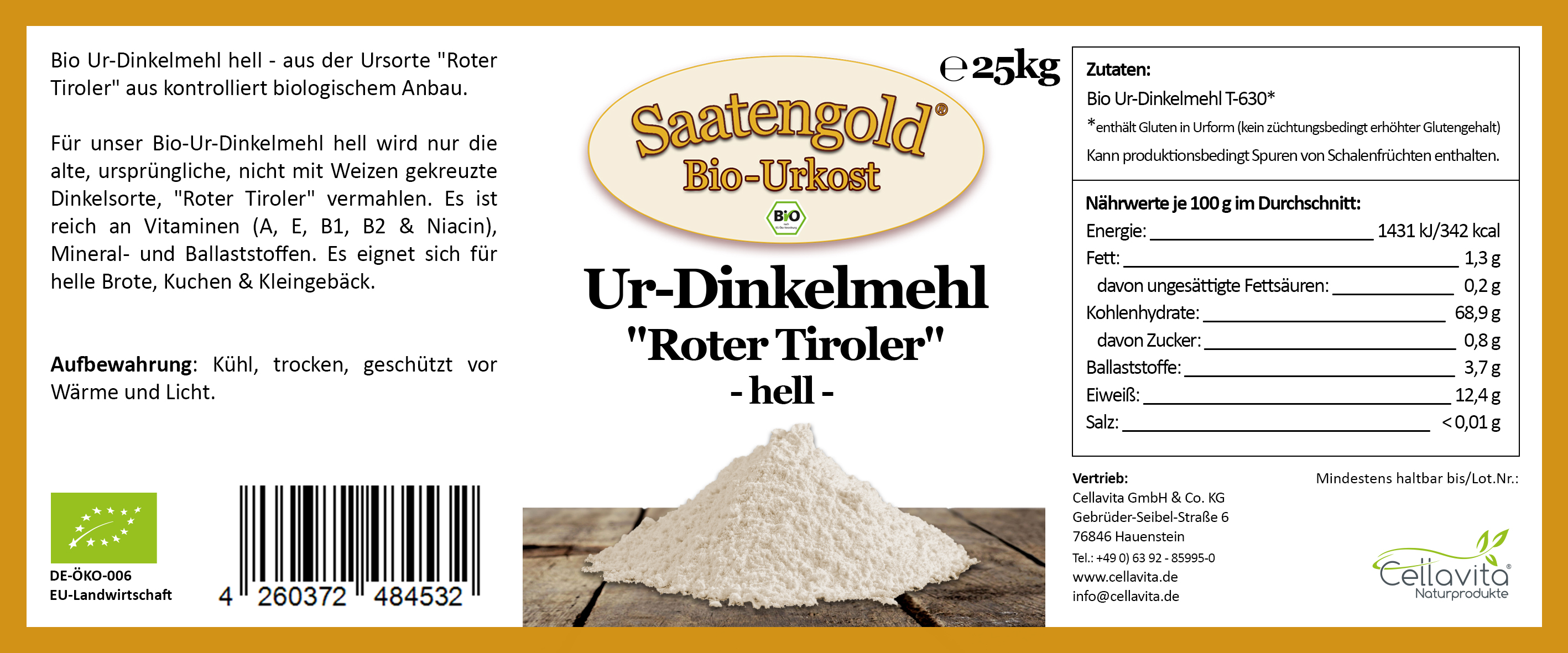 Ur-Dinkel-Mehl hell T-630 (Bio) 