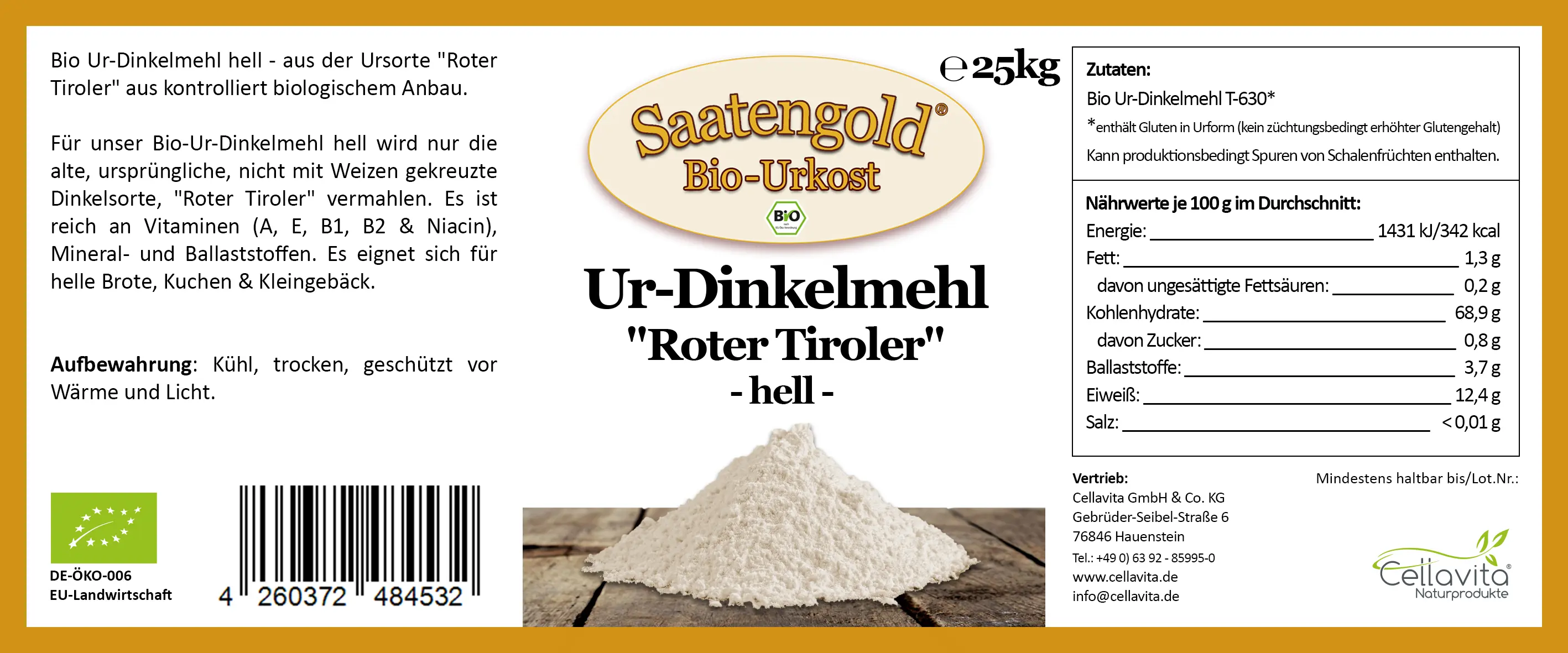 Ur-Dinkel-Mehl hell T-630 (Bio) 