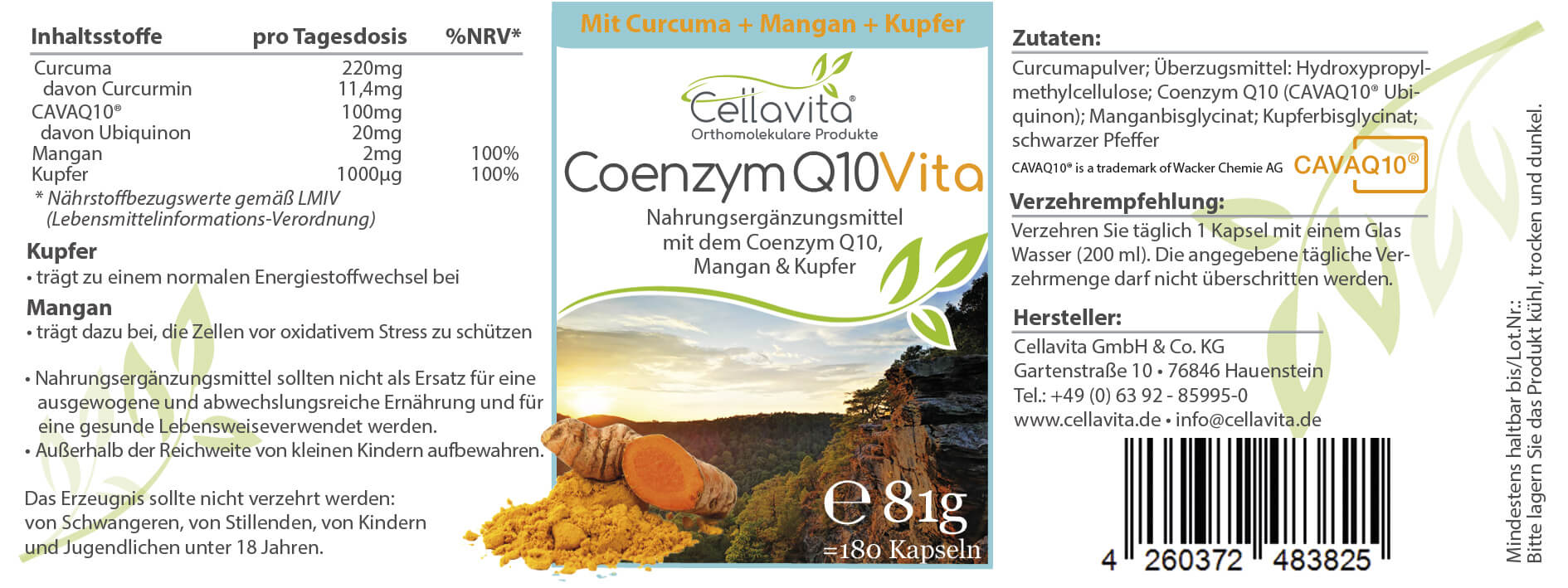 Coenzym Q10 Vita | (Mit Kurkuma + Mangan + Kupfer)