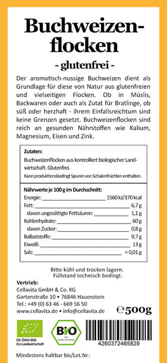 Bio-Buchweizenflocken / Buchweizen 500g
