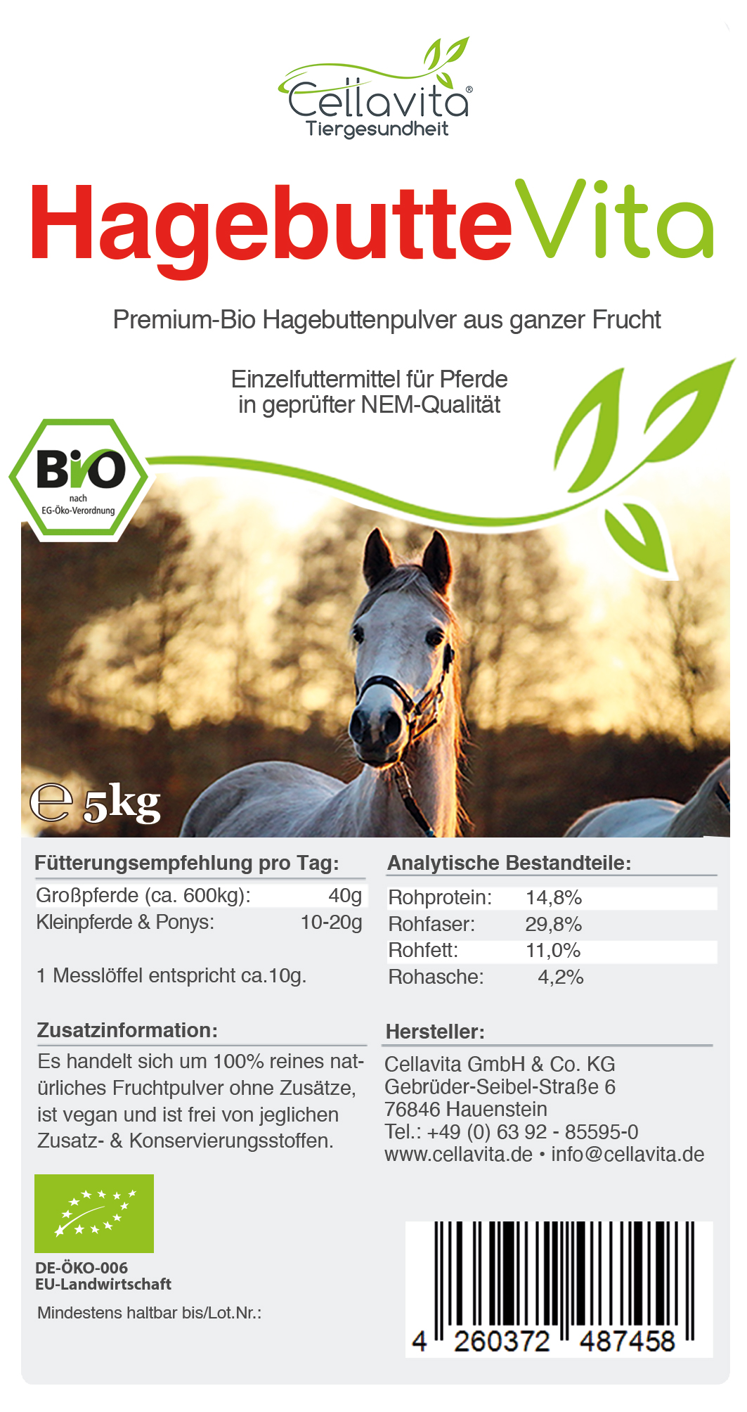 Bio-Hagebutte Vita für Pferde 5kg Vorratsbeutel