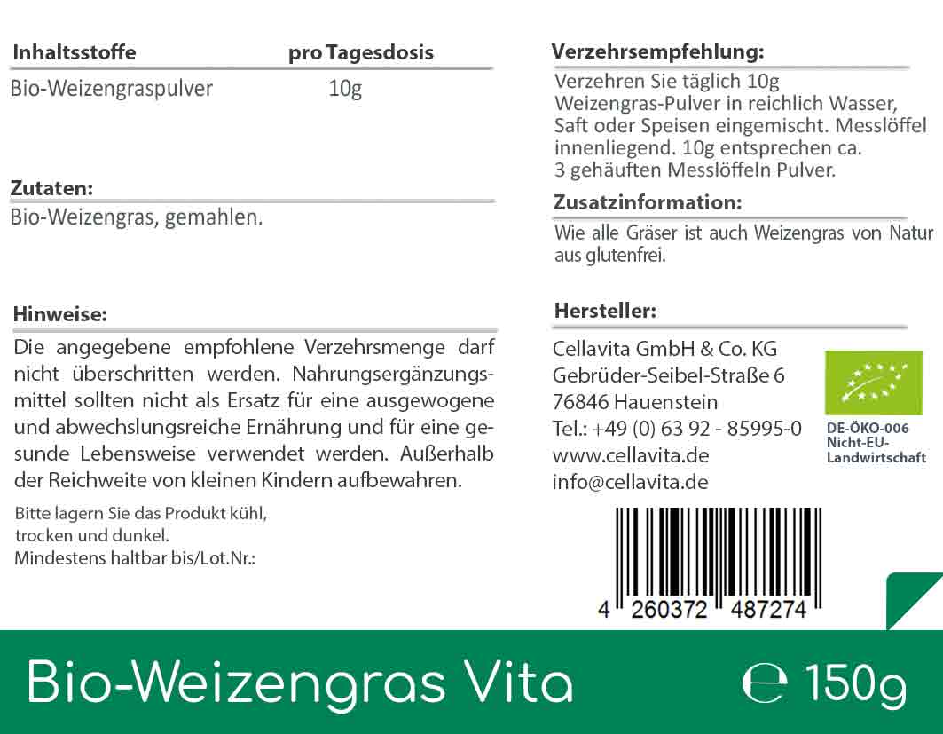 Bio Weizengras Vita Pulver