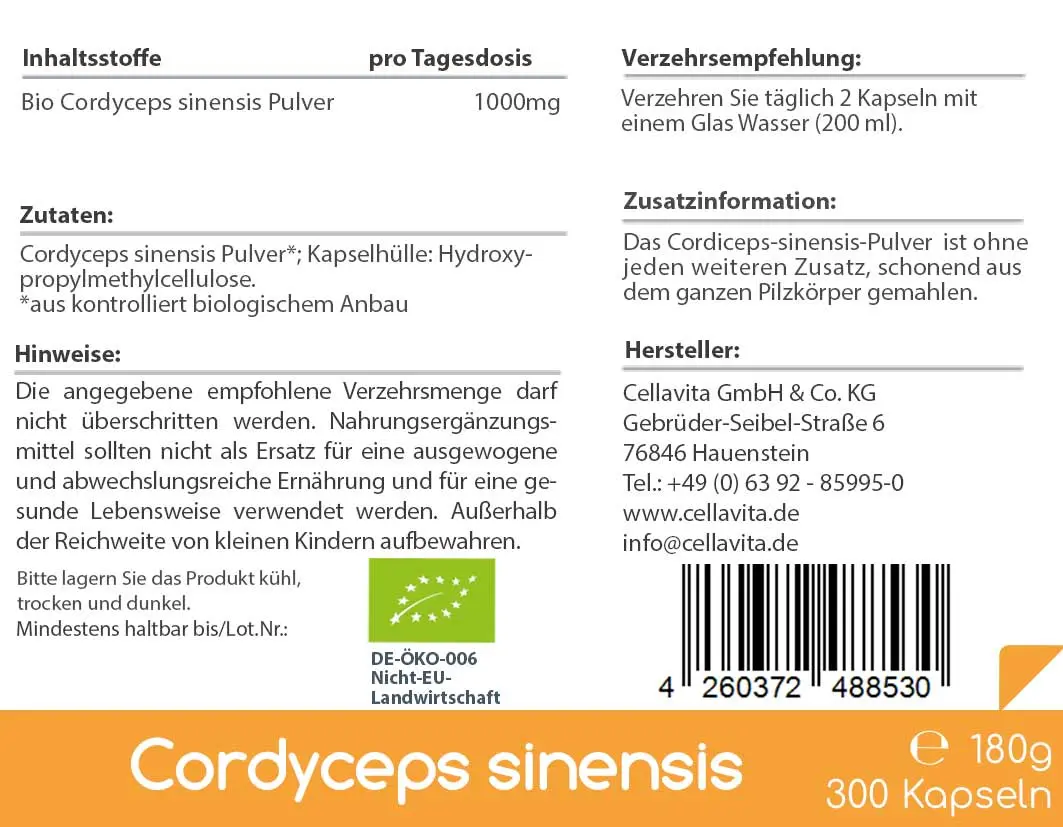 Bio Cordyceps Sinensis Kapseln