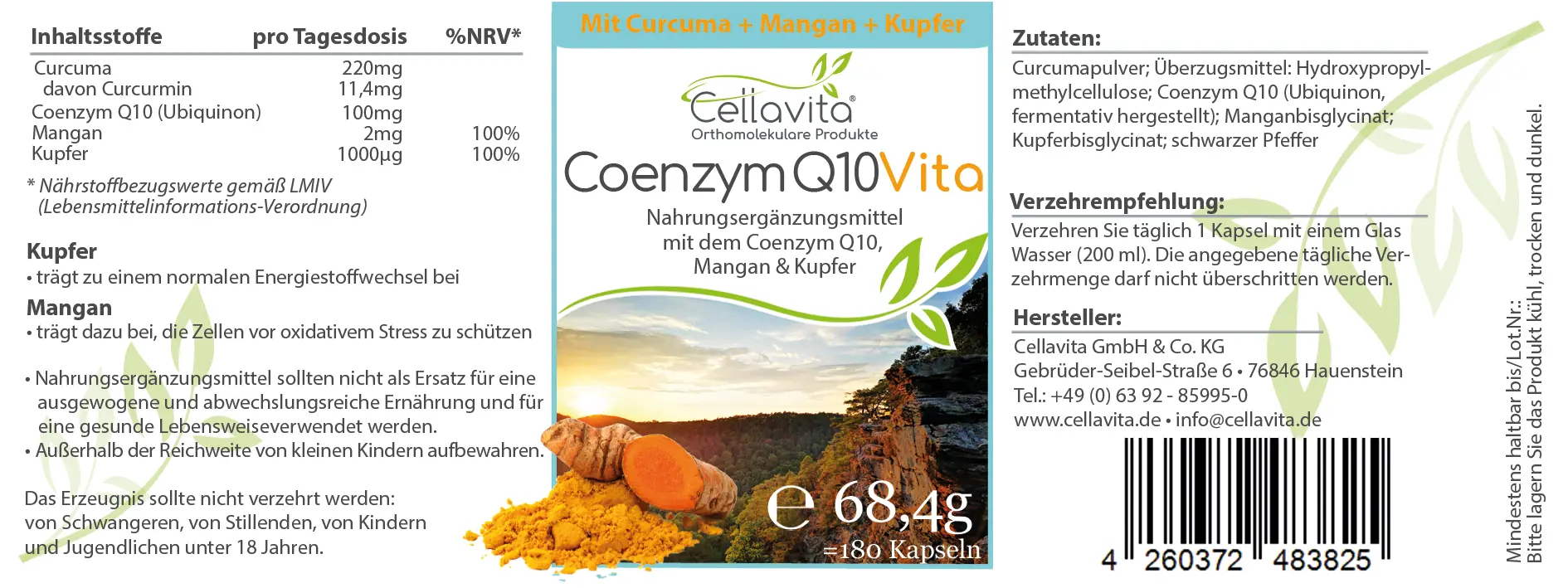 Coenzym Q10 Vita | (Mit Kurkuma + Mangan + Kupfer)