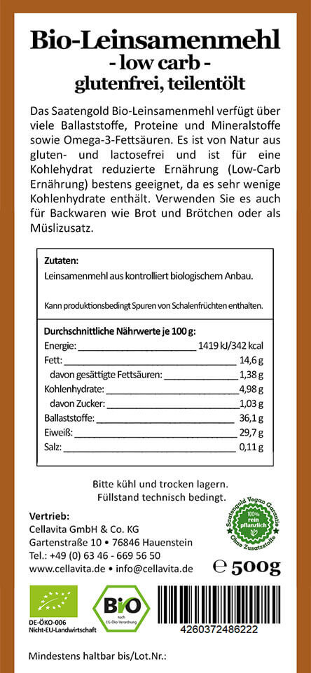 Bio-Leinsamenmehl gold 500g