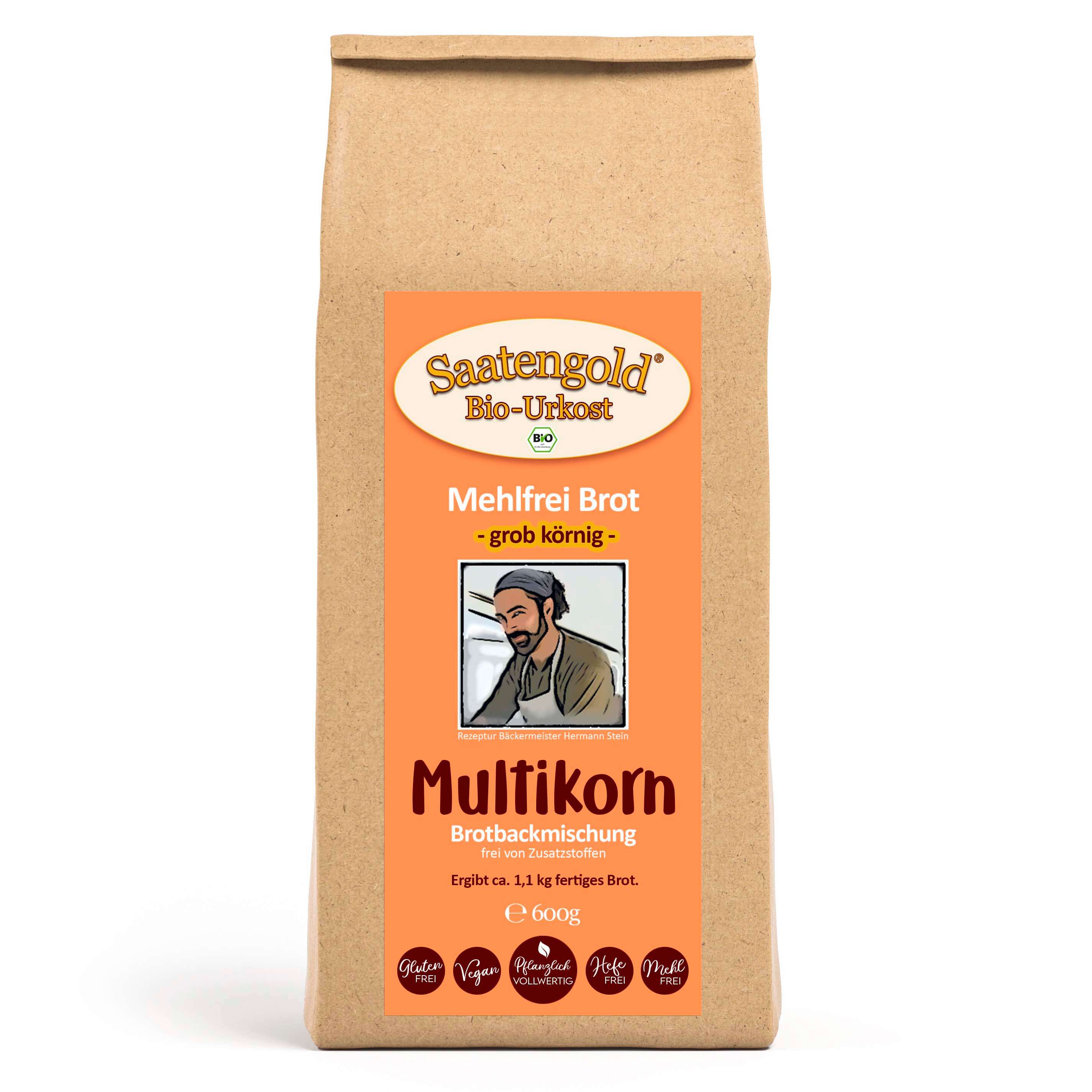 Mehlfreibrot Multikorn -grob körnig- Bio Brotbackmischung 