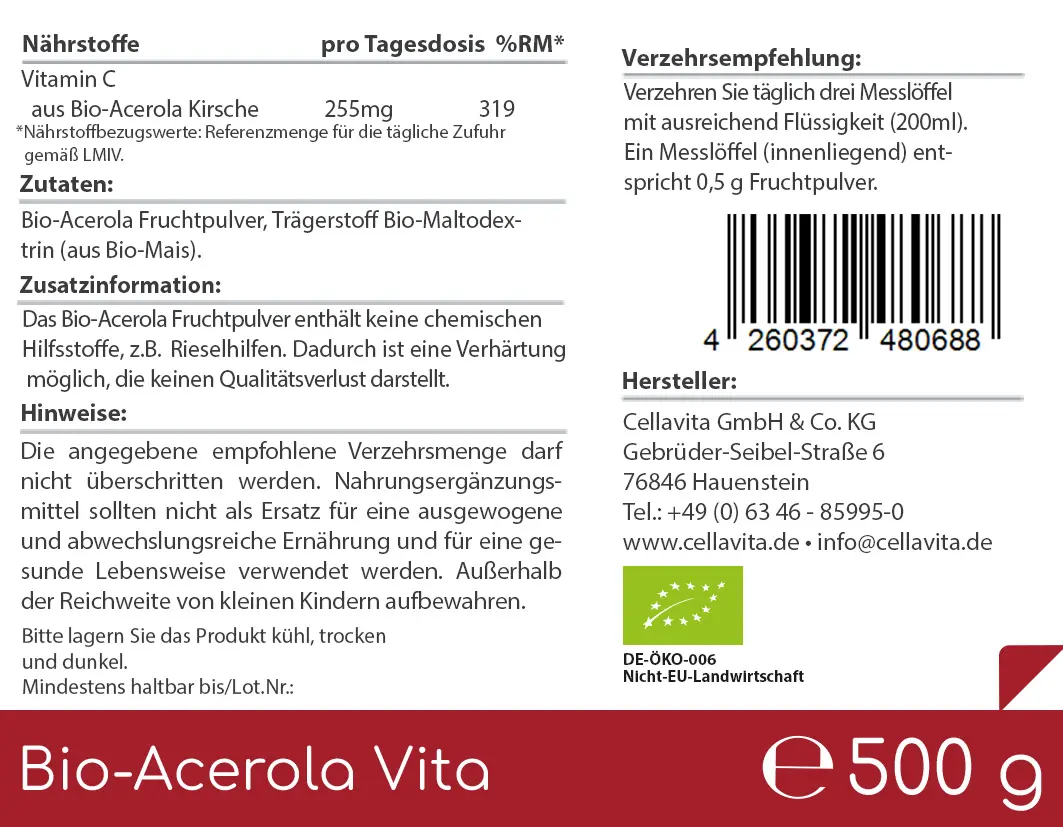 Bio Acerola Vita (Der Vitamin-C-Drink) Pulver