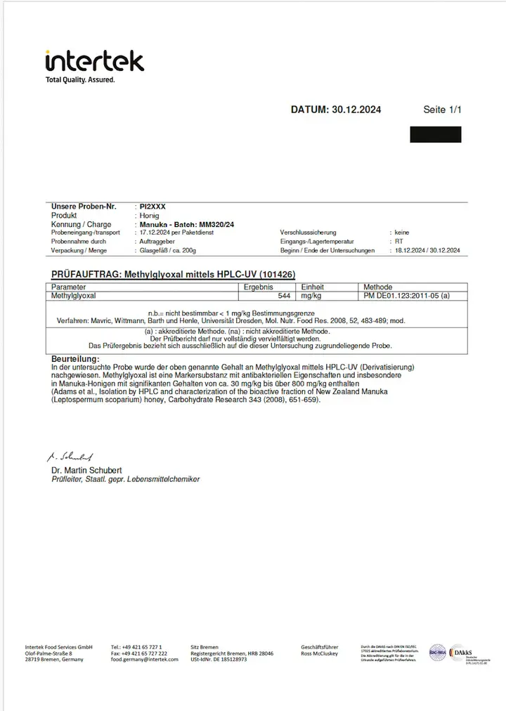 Echter Manuka Honig MGO 500+ 140g Glas