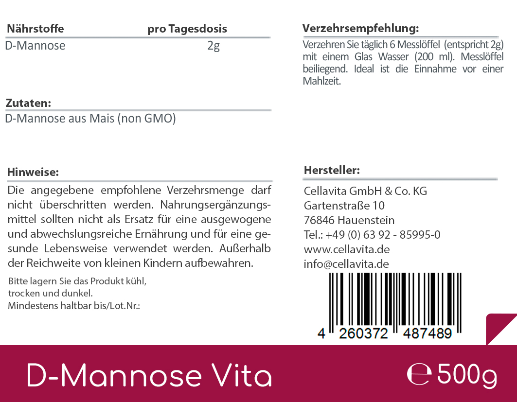 D-Mannose >99% hochrein (natürlich) Pulver