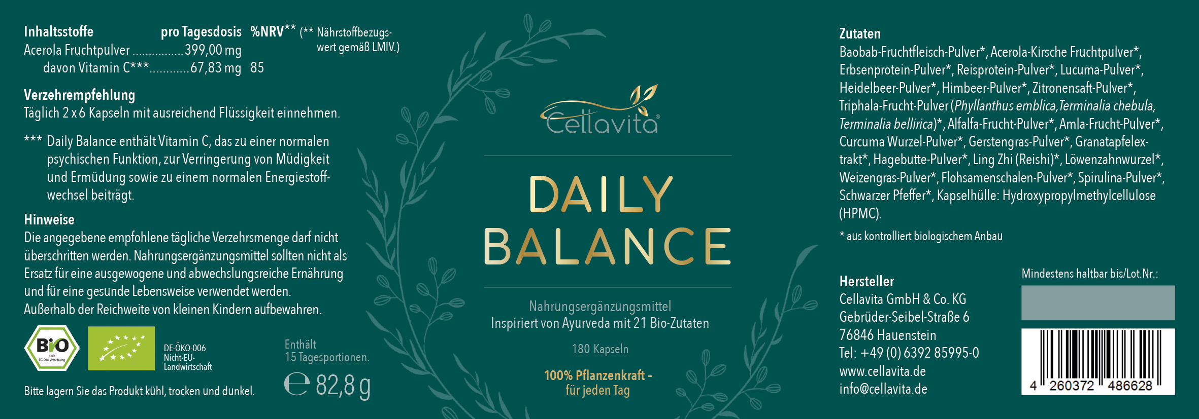Daily Balance Bio Kapseln mit 21 Bio-Zutaten
