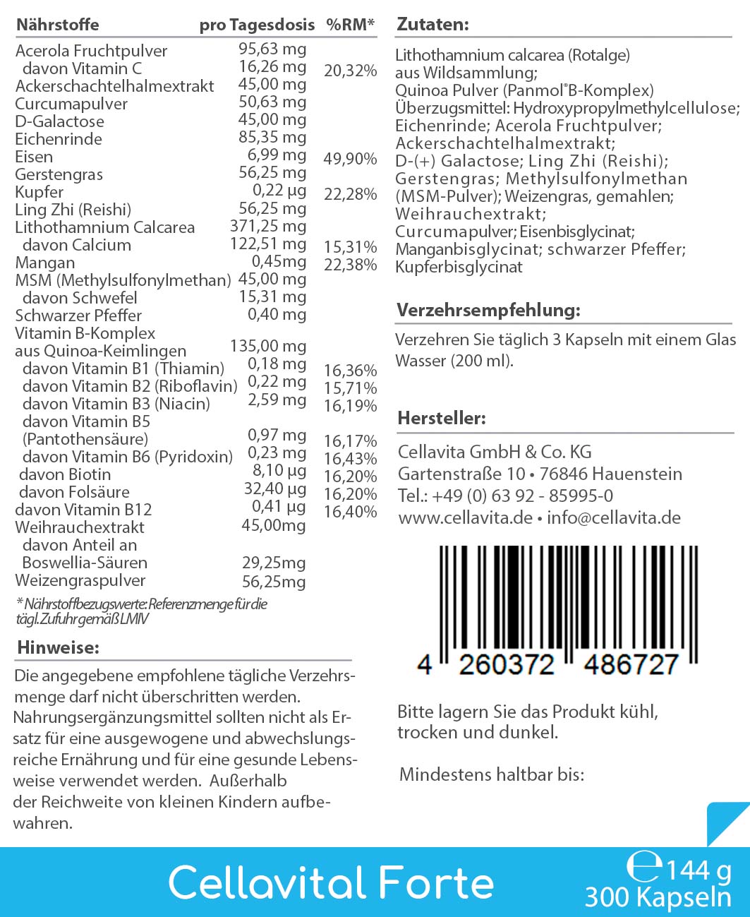Cellavital® Forte | Multi-Synergie für jeden Tag in Kapseln