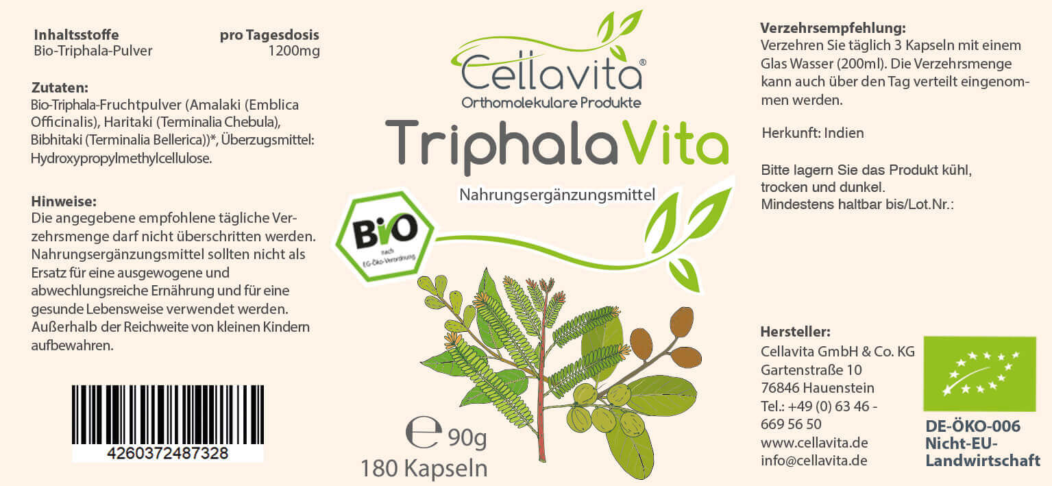 Superfood Triphala bio 180 Kapseln im Glas