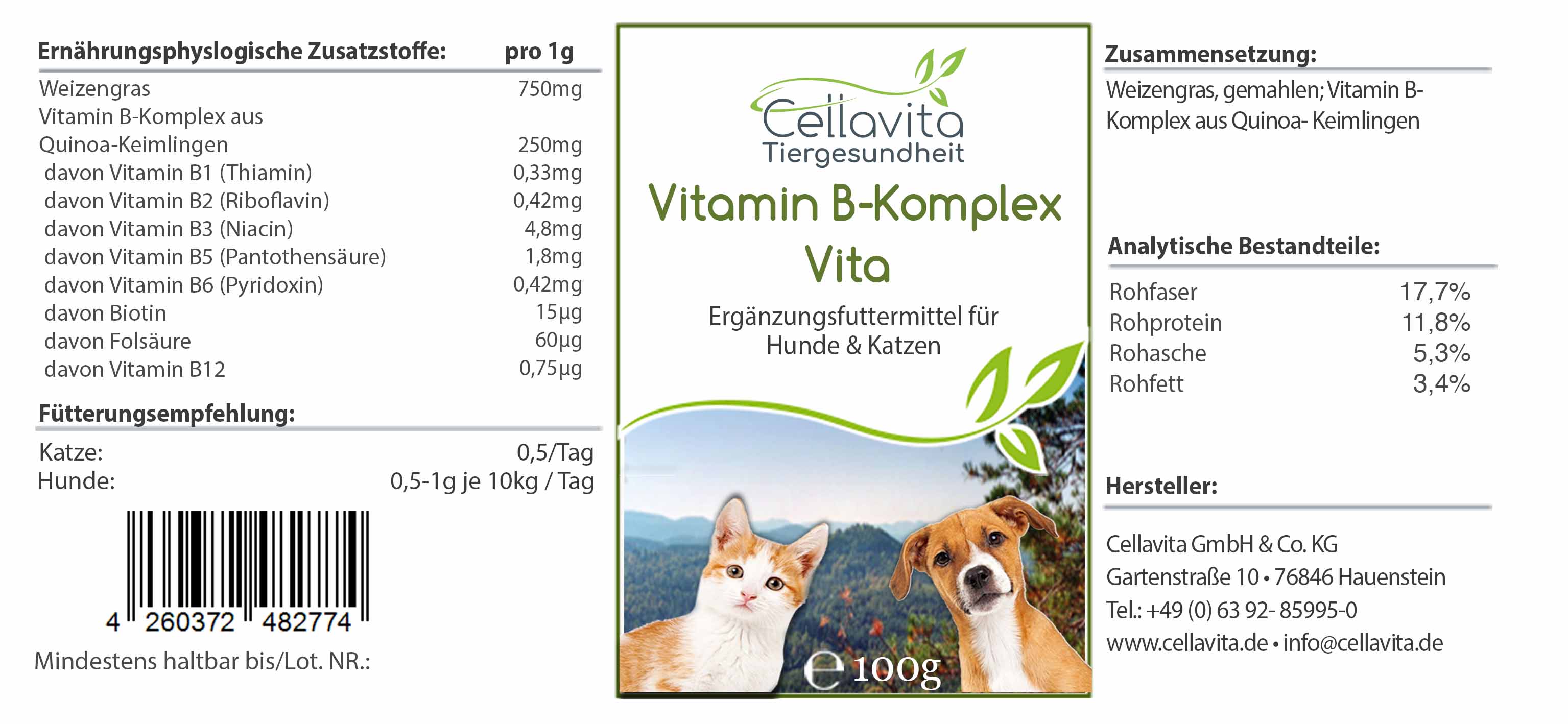 Vitamin B-Komplex - 100g für Hunde & Katzen