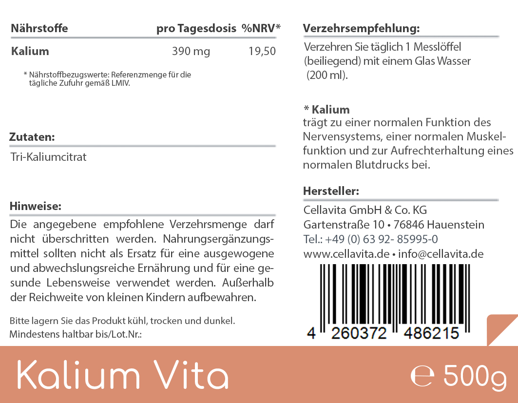 Kalium Vita Pulver (Nerven-Muskeln-Blutdruck)  