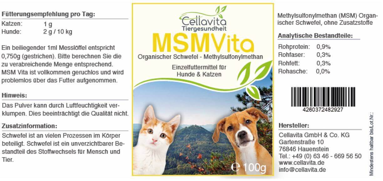 MSM - Organischer Schwefel für Hunde & Katzen