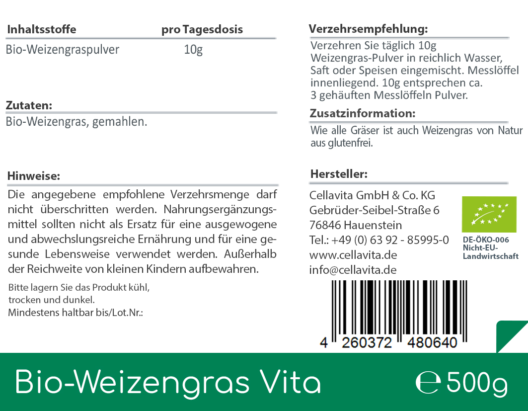 Bio Weizengras Vita Pulver