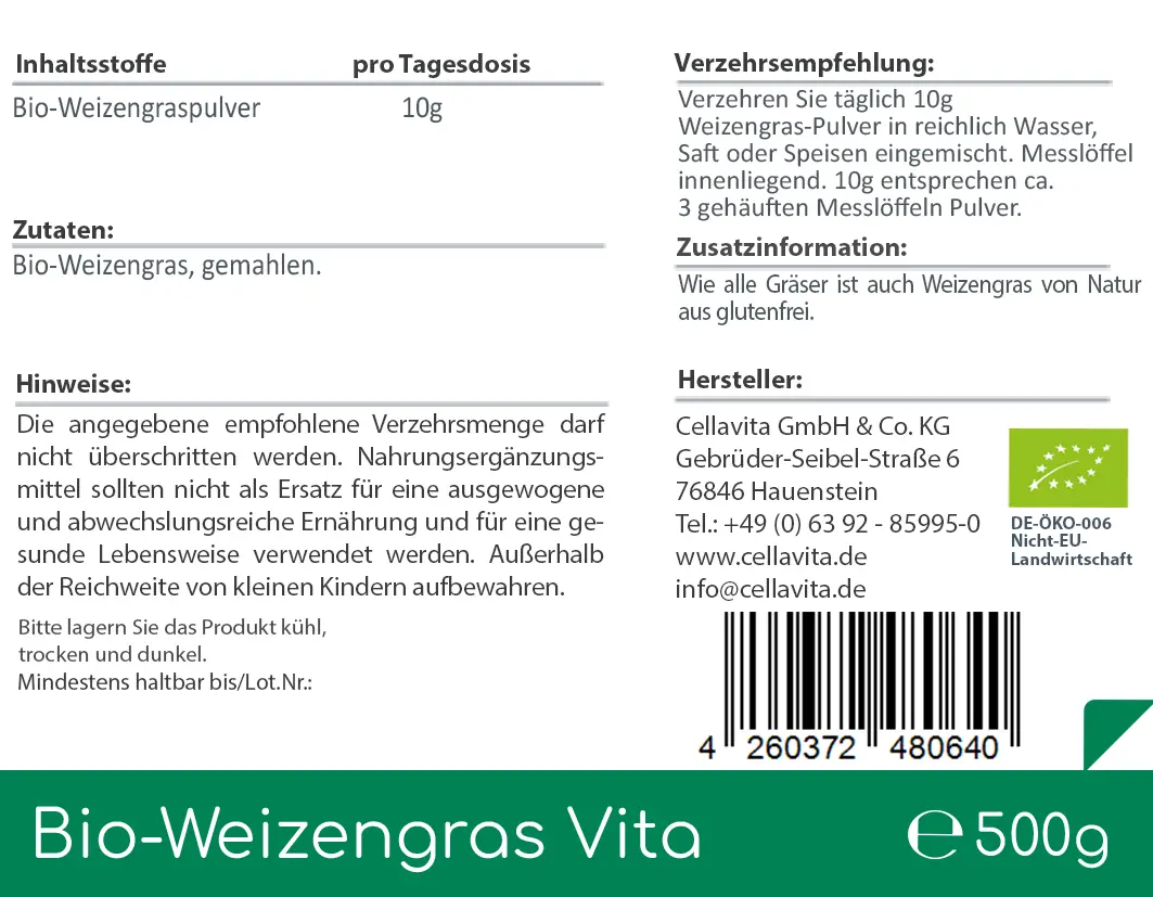 Bio Weizengras Vita Pulver