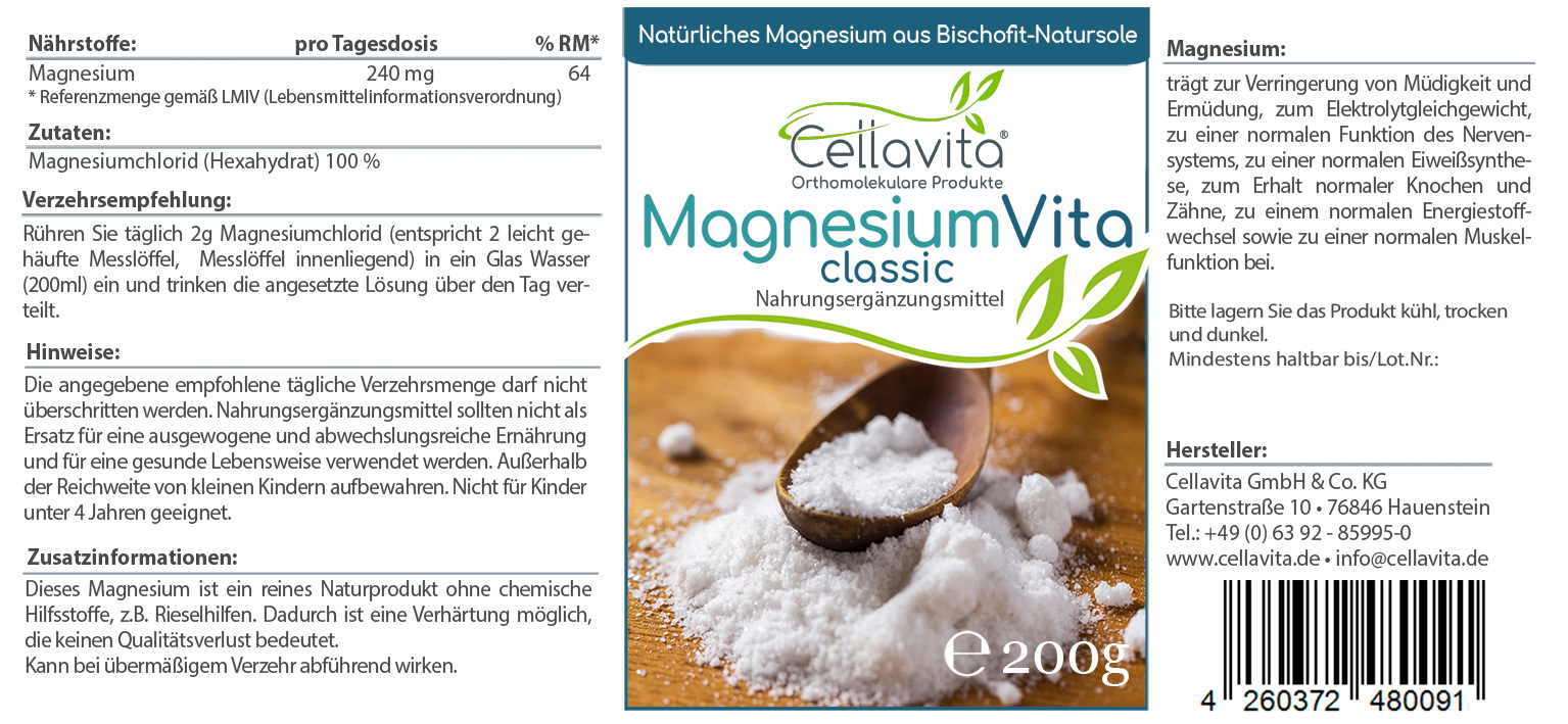 Magnesium Vita 'classic' (100%) Pulver