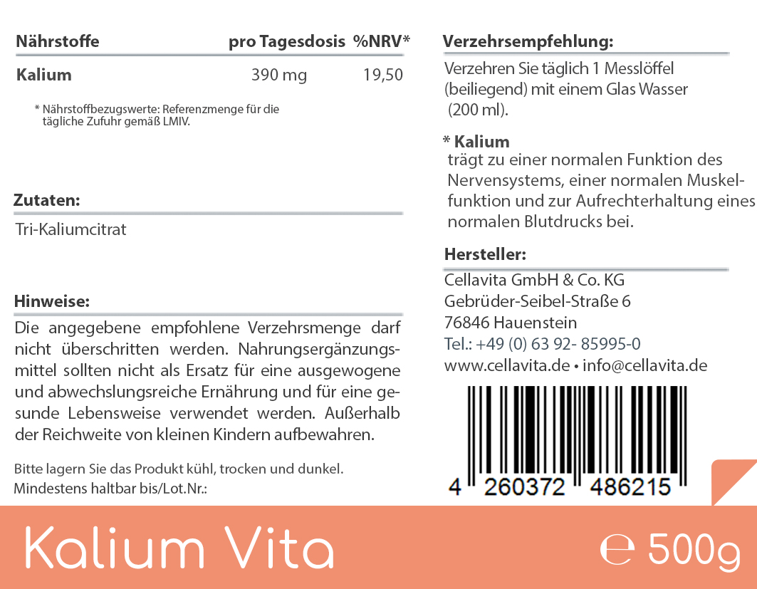Kalium Vita Pulver (Nerven-Muskeln-Blutdruck)  