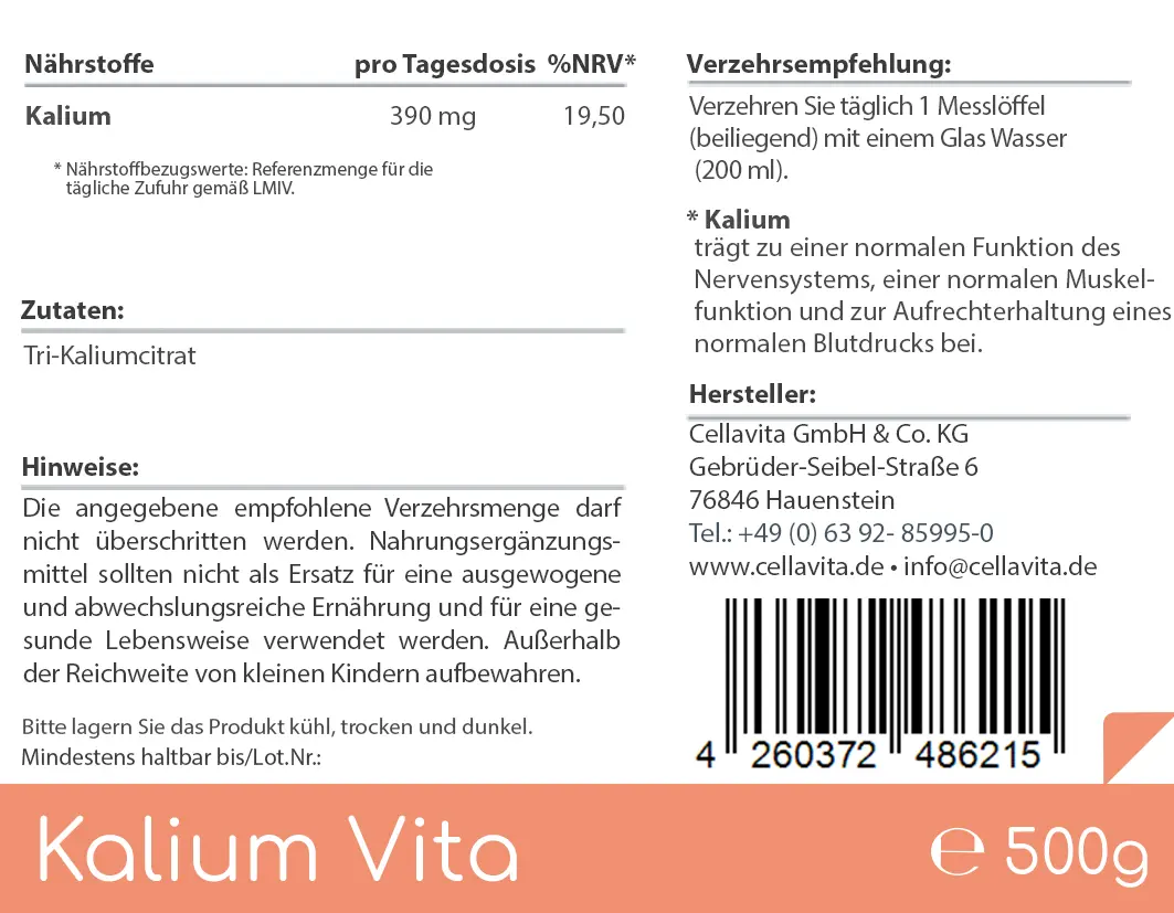 Kalium Vita Pulver (Nerven-Muskeln-Blutdruck)  