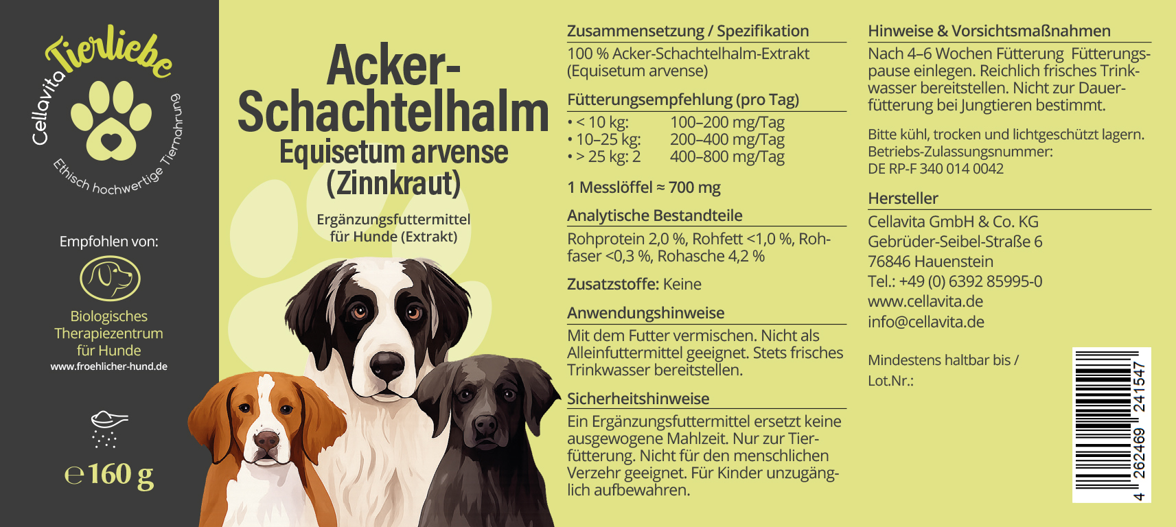 Ackerschachtelhalm (Equisetum arvense) für Hunde