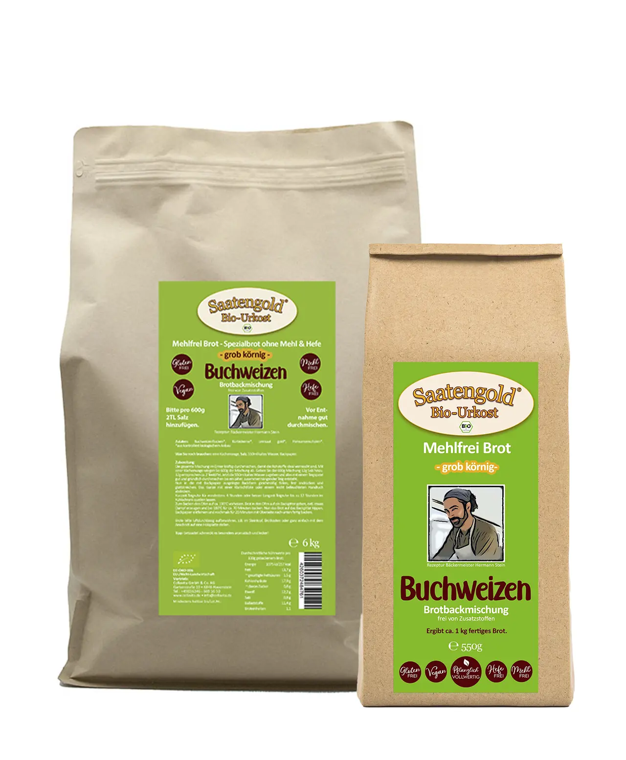 Mehlfreibrot Buchweizen -grob körnig- Bio Brotbackmischung