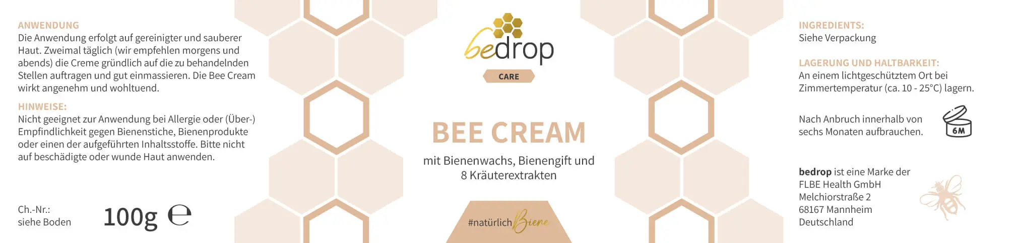 Bienengiftsalbe mit Bienengift & 8 Kräuterextrakten - 100g