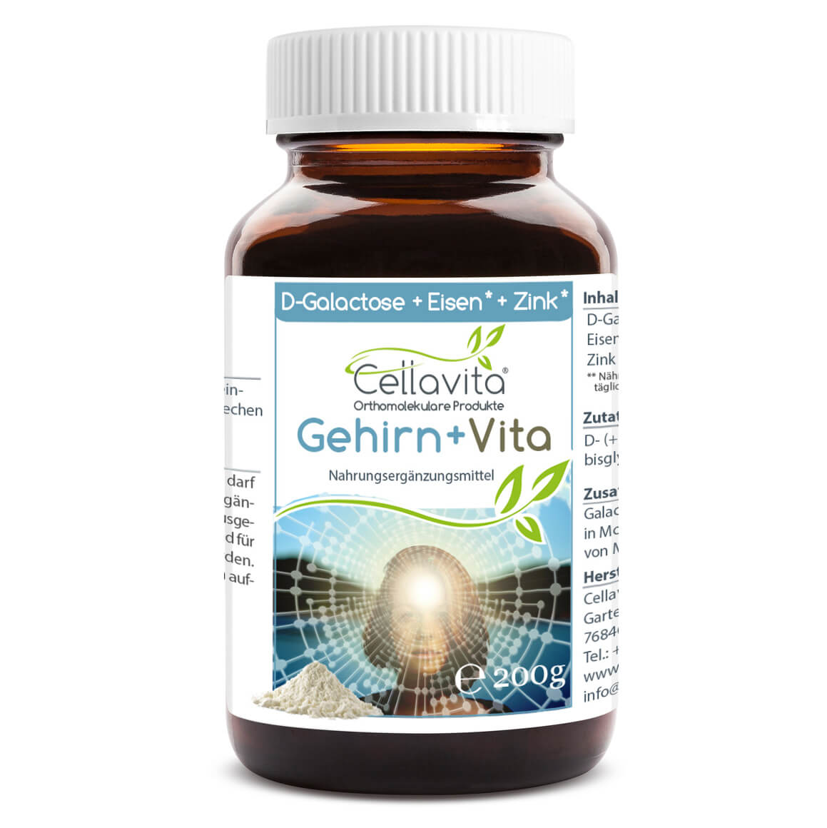Gehirn+ Vita Pulver (mit D-Galactose, Eisen & Zink)