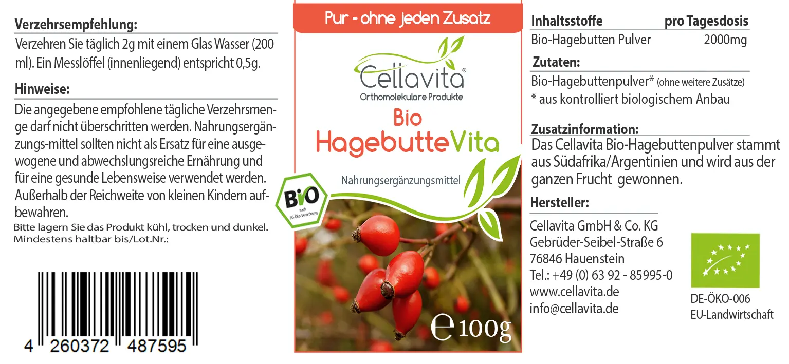 Bio Hagebutte Vita Pulver