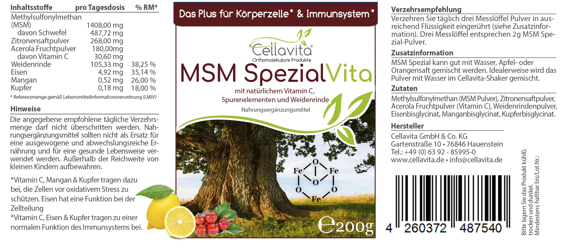 MSM Spezial Vita mit Vitamin C Pulver