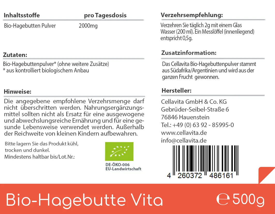Bio Hagebutte Vita Pulver