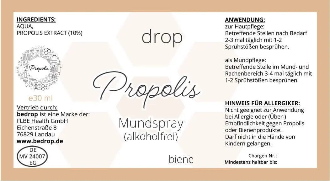 Propolis Mundspray alkoholfrei Spray für Kinder & Tiere 30ml