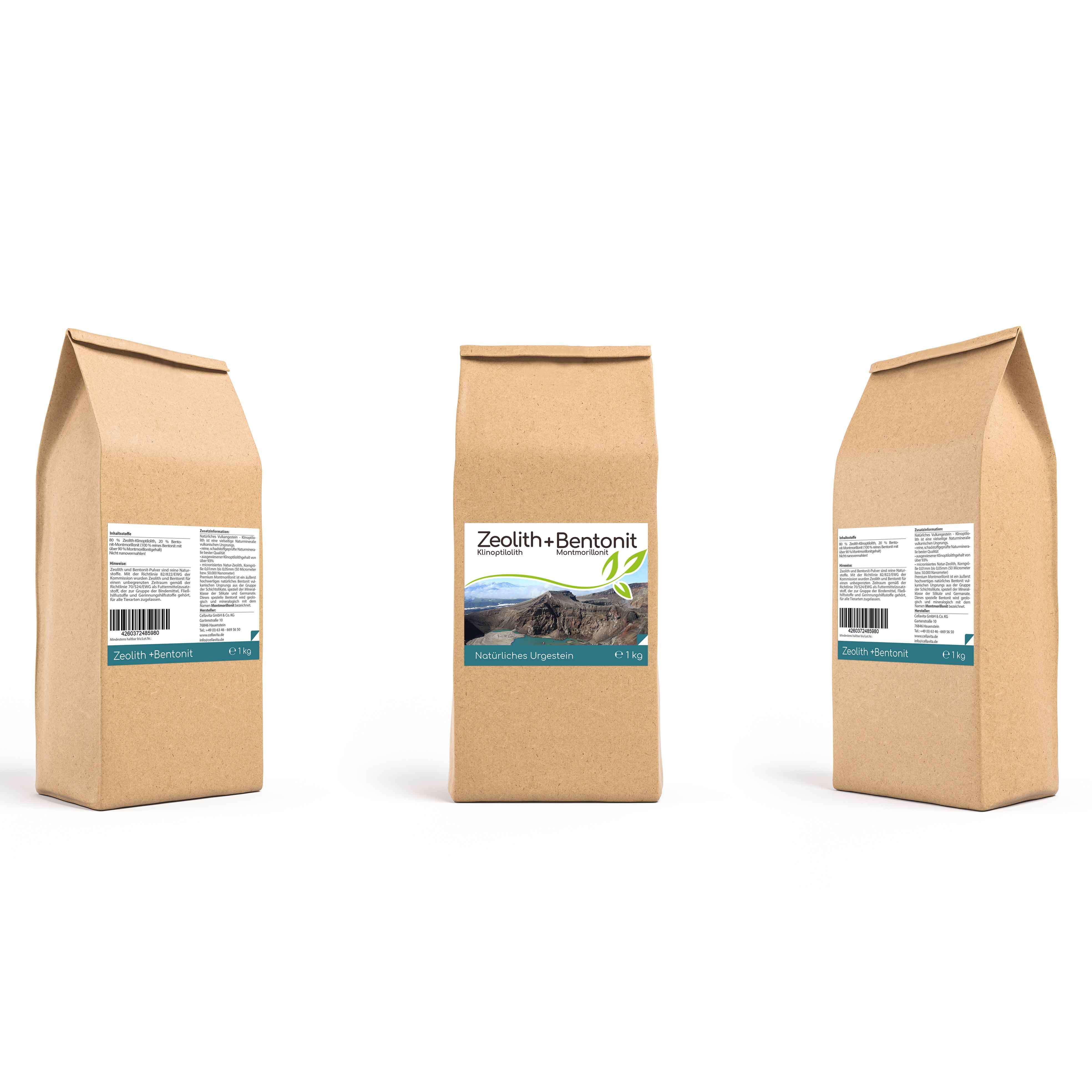 Premium Zeolith + Bentonit 1kg Pulver im Vorratsbeutel