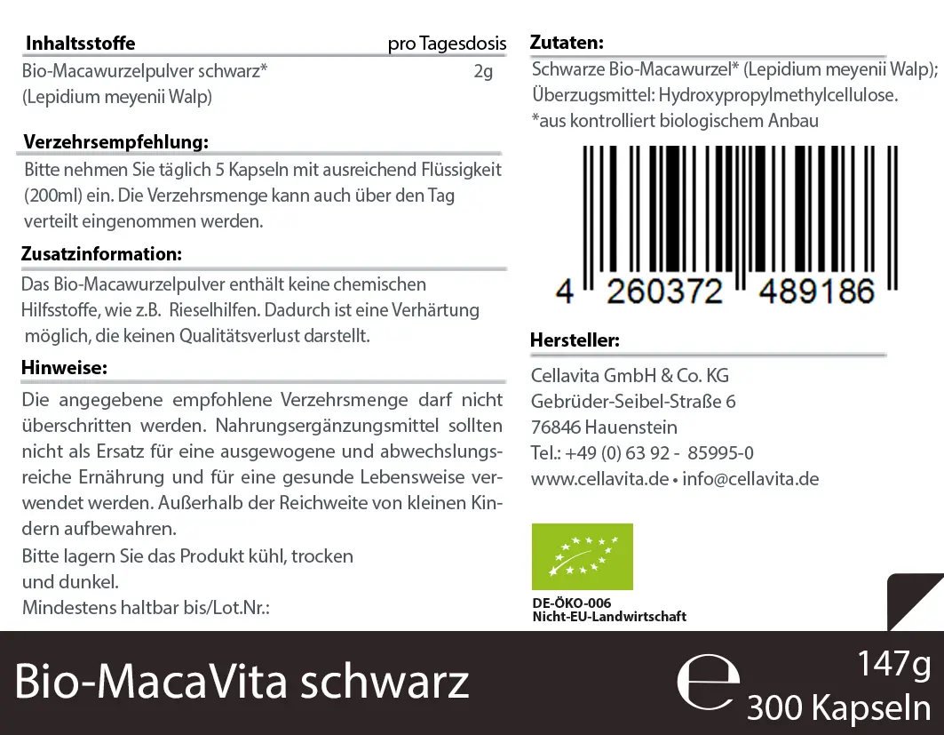 Bio-Maca Vita schwarz Kapseln